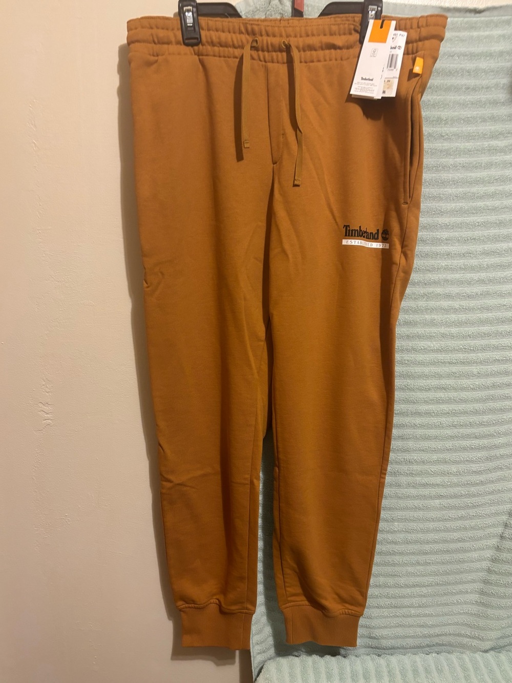 Timberland Men's Large, Caramel Brown, Drawstring Jogger Sweatpants NWT